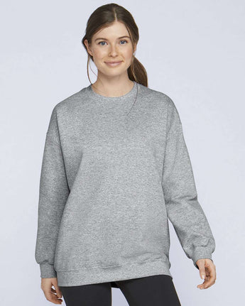 Pretreated Gildan SF000 Softstyle Midweight Crewneck Sweatshirt Sport Grey Model