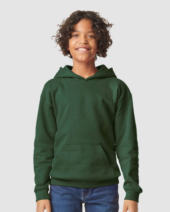 Pretreated Gildan SF500B Softstyle Youth Hooded Sweatshirt - Forest Green