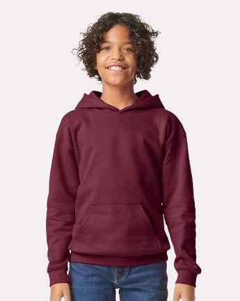 Pretreated Gildan SF500B Softstyle Youth Hooded Sweatshirt - Maroon