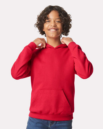 Pretreated Gildan SF500B Softstyle Youth Hooded Sweatshirt - Red