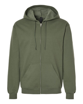 Pretreated Gildan SF600 Softstyle Full-Zip Hooded Sweatshirt - Military Green