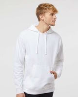 Pretreated Independent Trading Co. SS4500 Unisex Midweight Hooded Sweatshirt Model with White Hoodie