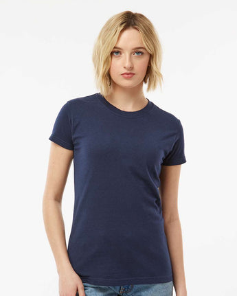 Pretreated Tultex 213 Women's Fine Jersey T-Shirt - Navy