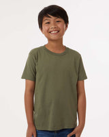 Pretreated Tultex 235 Youth Fine Jersey T-Shirt - Military Green