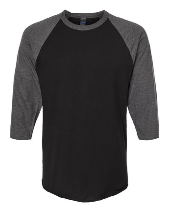 Pretreated Tultex 245 Fine Jersey Raglan T-Shirt - Black / Heather Charcoal