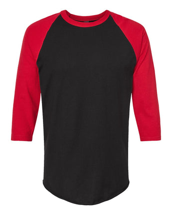 Pretreated Tultex 245 Fine Jersey Raglan T-Shirt - Black / Red