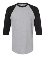 Pretreated Tultex 245 Fine Jersey Raglan T-Shirt - Heather Grey / Black