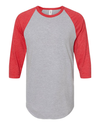 Pretreated Tultex 245 Fine Jersey Raglan T-Shirt - Heather Grey / Heather Red