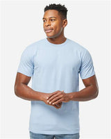Pretreated Tultex 290 Unisex Heavyweight Jersey T-Shirt - Baby Blue - On Model