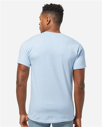 Pretreated Tultex 290 Unisex Heavyweight Jersey T-Shirt - Baby Blue - On Model - Back