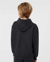 Pretreated Tultex 320Y Youth Hooded Sweatshirt - Black - On Model - Back