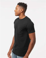 Pretreated Tultex 293 Unisex Heavyweight Jersey Pocket T-Shirt - Black - On Model - Side