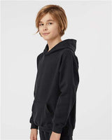 Pretreated Tultex 320Y Youth Hooded Sweatshirt - Black - On Model - Side