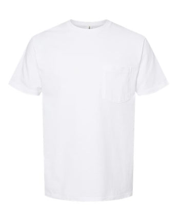 Pretreated Tultex 293 Unisex Heavyweight Jersey Pocket T-Shirt - White