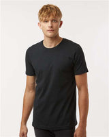 Pretreated Tultex 602CVC Unisex Combed CVC T-Shirt - Heather Black - On Model