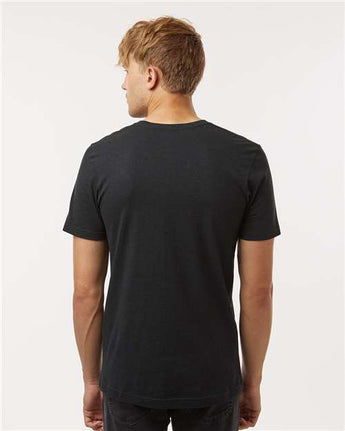Pretreated Tultex 602CVC Unisex Combed CVC T-Shirt - Heather Black - On Model - Back