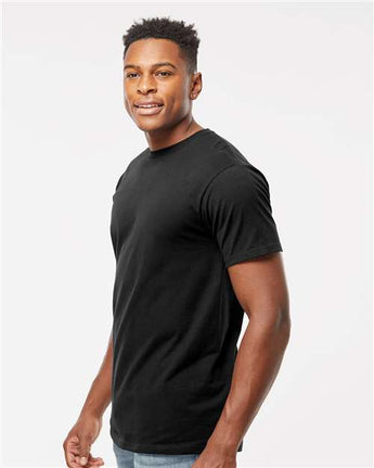 Pretreated Tultex 290 Unisex Heavyweight Jersey T-Shirt - Black - On Model - Side