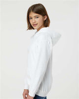 Pretreated Tultex 320Y Youth Hooded Sweatshirt - White - On Model - Side