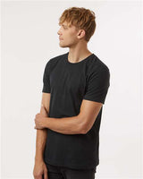 Pretreated Tultex 602CVC Unisex Combed CVC T-Shirt - Heather Black - On Model - Side