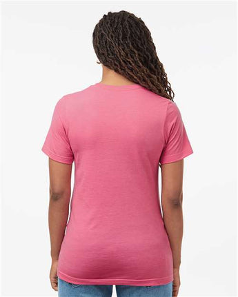 Pretreated Tultex 602CVC Unisex Combed CVC T-Shirt - Heather Charity Pink - On Model - Back