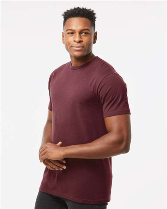 Pretreated Tultex 290 Unisex Heavyweight Jersey T-Shirt - Burgundy - On Model - Side