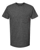 Pretreated Tultex 293 Unisex Heavyweight Jersey Pocket T-Shirt - Heather Charcoal