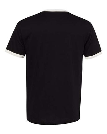 Pretreated Next Level 3604 Unisex Cotton Ringer Tee - Black/ Natural - Back