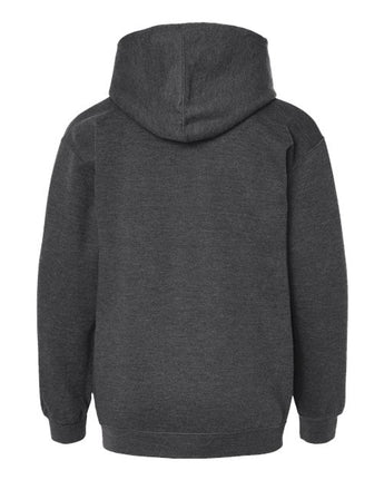 Pretreated Tultex 320Y Youth Hooded Sweatshirt - Heather Charcoal - Back