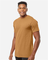 Pretreated Tultex 290 Unisex Heavyweight Jersey T-Shirt - Camel - On Model - Side
