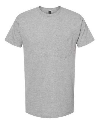 Pretreated Tultex 293 Unisex Heavyweight Jersey Pocket T-Shirt - Heather Grey