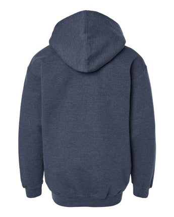 Pretreated Tultex 320Y Youth Hooded Sweatshirt - Heather Denim - Back