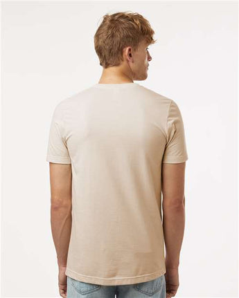 Pretreated Tultex 602CVC Unisex Combed CVC T-Shirt - Heather Cream - On Model - Back