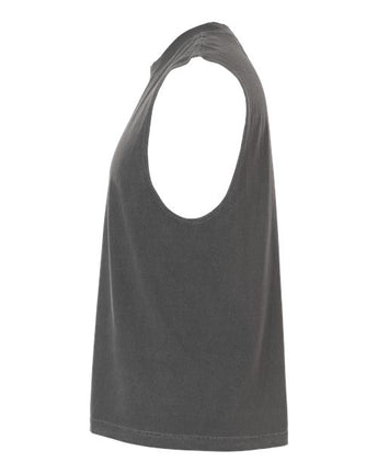 Pretreated American Apparel 207GD Unisex Heavyweight Cotton Garment-Dyed Boxy Muscle Tee - Faded Black - Side