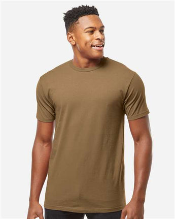 Pretreated Tultex 290 Unisex Heavyweight Jersey T-Shirt - Desert Brown - On Model