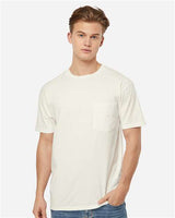 Pretreated Tultex 293 Unisex Heavyweight Jersey Pocket T-Shirt - Natural - On Model