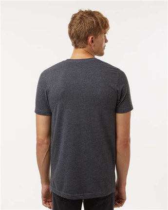 Pretreated Tultex 602CVC Unisex Combed CVC T-Shirt - Heather Dark Grey - On Model - Back