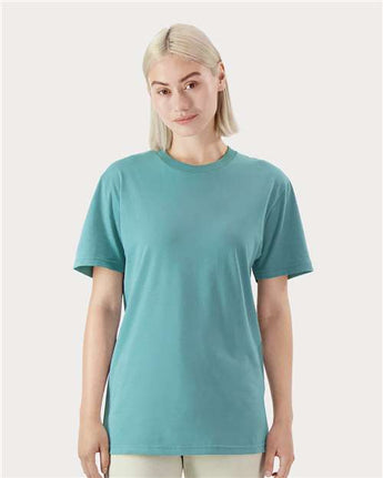 Pretreated American Apparel 5389 Unisex Sueded Tee - Sueded Arctic - On Model
