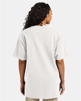 Pretreated Hanes 5280T Unisex Essential-T Tall T-Shirt - White - On Model - Back