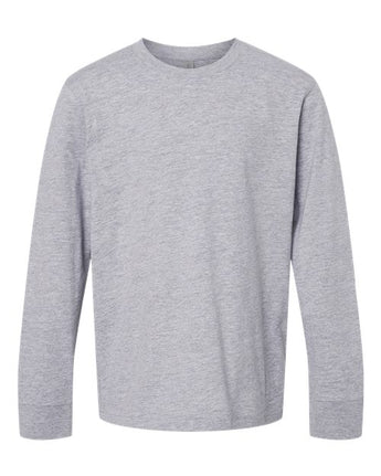 Pretreated Next Level 3311 Youth Cotton Long Sleeve Tee - Heather Grey