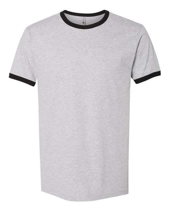 Pretreated Next Level 3604 Unisex Cotton Ringer Tee - Heather Grey/ Black