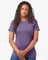 Pretreated Tultex 602CVC Unisex Combed CVC T-Shirt - Heather Deep Purple - On Model