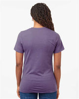 Pretreated Tultex 602CVC Unisex Combed CVC T-Shirt - Heather Deep Purple - On Model - Back