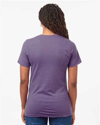 Pretreated Tultex 602CVC Unisex Combed CVC T-Shirt - Heather Deep Purple - On Model - Back