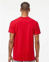 Pretreated Tultex 293 Unisex Heavyweight Jersey Pocket T-Shirt - Red - On Model - Back