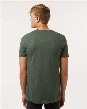 Pretreated Tultex 602CVC Unisex Combed CVC T-Shirt - Heather Forest - On Model - Back