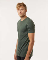 Pretreated Tultex 602CVC Unisex Combed CVC T-Shirt - Heather Forest - On Model - Side