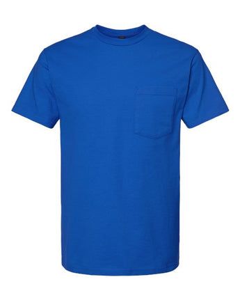 Pretreated Tultex 293 Unisex Heavyweight Jersey Pocket T-Shirt - Royal