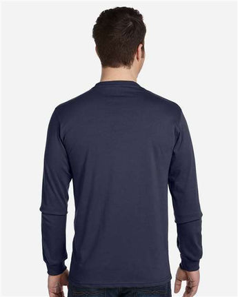 Pretreated econscious EC1500 Unisex Classic Long Sleeve T-Shirt - Pacific - On Model - Back