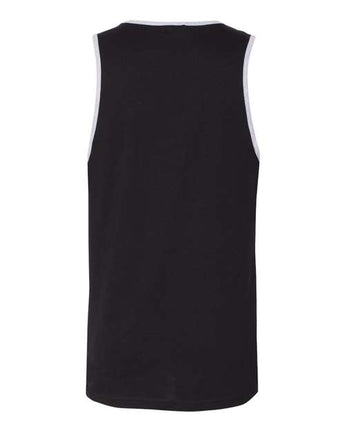Pretreated Next Level 3633 Unisex Cotton Tank - Black/ Heather Grey - Back