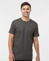 Pretreated Tultex 290 Unisex Heavyweight Jersey T-Shirt - Heather Charcoal - On Model